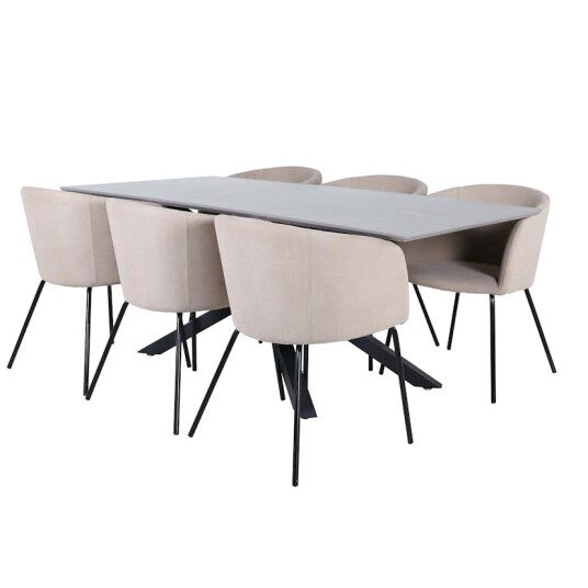Venture Home Spisegruppe Venture Home med Piata Spisebord og 6 Bergen Spisestoler GR22513