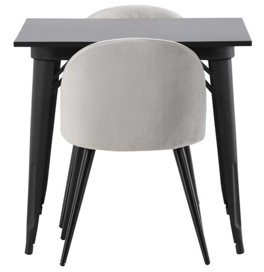 Venture Design Tempe & Velvet spisegruppe Grå/svart 2 stoler & bord 80 x 80 cm