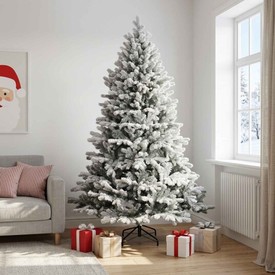 vidaXL Kunstig sammensatt juletre 210 cm PVC og metall Grønn og hvit