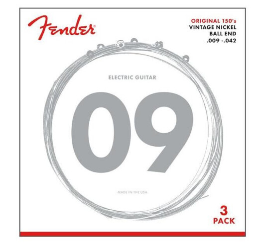 Fender Original 150l Gitarstrenger 3-Pk 009-042 Ren Nikkel Spunnet, Kule-Ende Fender Original 150l Gitarstrenger 3-Pk 009-042 Ren Nikkel Spunnet, Kule-Ende