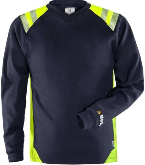Fristads T-Shirt Flam  7360 Tfl Marinblå/varsel Gul Xs