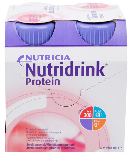 Nutridrink Proteinrik næringsdrikk, Jordbær, 4 x 200 ml Nutridrink Proteinrik næringsdrikk, Jordbær, 4 x 200 ml
