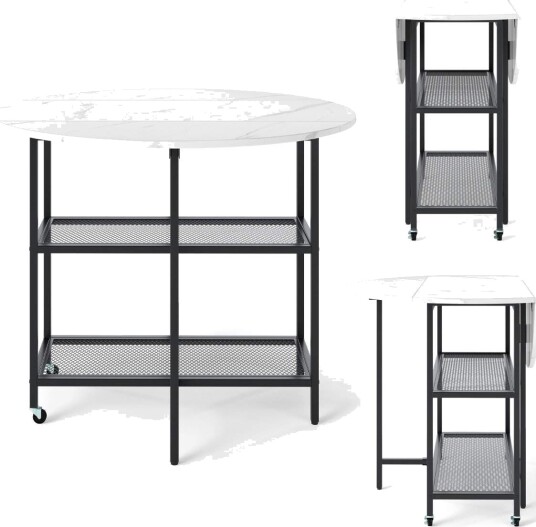 Sammenleggbart spisebord – marmorlook mobil seter 2 4