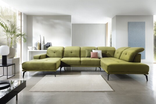 Devender Sofa m. Divan og Sjeselong Olivengrønn