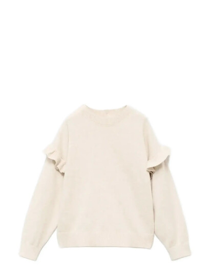 Mango Ruffle Knitted Sweater Cream 5 6
