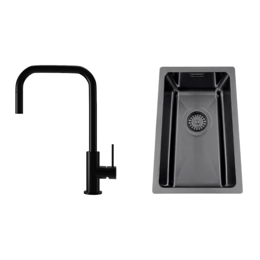 Kjøkkenvask Nordic Tech Titan 230 X med Kjøkkenbatteri Steel Accent Square