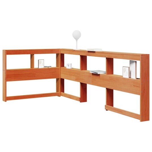  Bokhylle sengegavl L-formet voksbrun 80 cm heltre furu 8721158637536