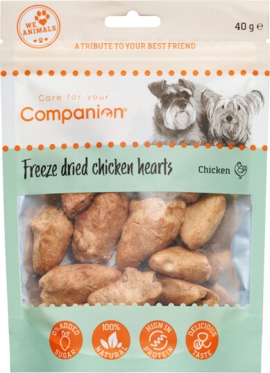 Companion Frysetørket Kyllinghjerte 40g - Hundefor og Kattegodteri Companion Frysetørket Kyllinghjerte 40g - Hundefor og Kattegodteri