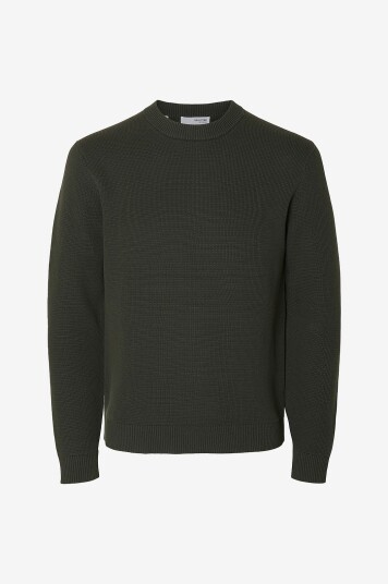 Selected Homme Genser Slhdane LS Knit Structure Crew Neck Grønn