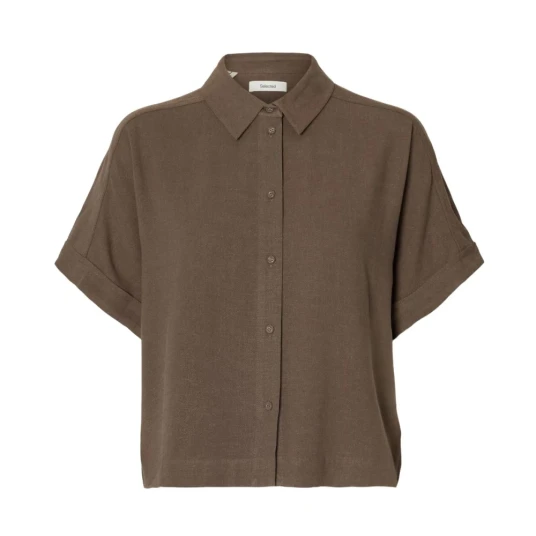 Selected Slfviva Ss Cropped Sun Shirt Noos Brown 40 Selected Slfviva Ss Cropped Sun Shirt Noos Brown 40