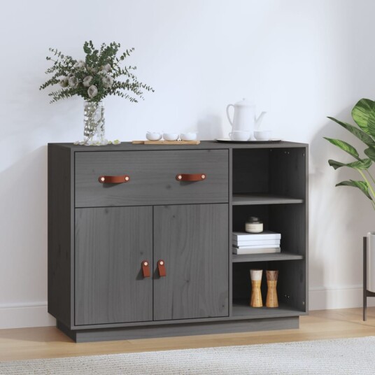 vidaXL Skjenk grå 98,5x40x75 cm heltre furu vidaXL Skjenk grå 98,5x40x75 cm heltre furu