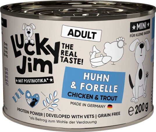 Lucky Jim Våtfôr Adult Sparepakke Mini & Ørret Kylling 24 X 200 G