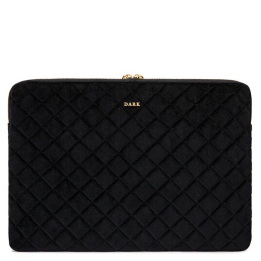 DARK Velvet Quilted Mac Cover Black