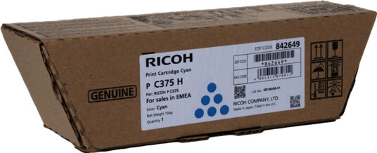 Ricoh Toner Cyan P C375 H (10.000 sider) Original
