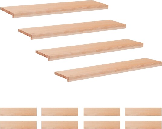 vidaXL Trappetrinn 12 stk. 110 x 30 x 2 cm Naturlig Massiv bøketre