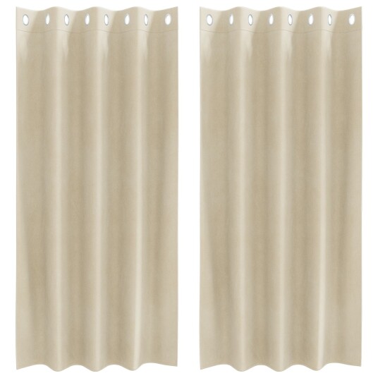  Gardiner med gardiner 2 pcs Krem 140 x 175 cm Fløyel