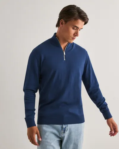 Que Sera Sera Oscar Halfzip Knit Half zip Blå Que Sera Sera Oscar Halfzip Knit Half zip Blå