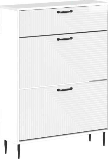 vidaXL Sko Skap HAARLEM 78 x 24 x 103 cm Konstruert tre Høgglans hvit