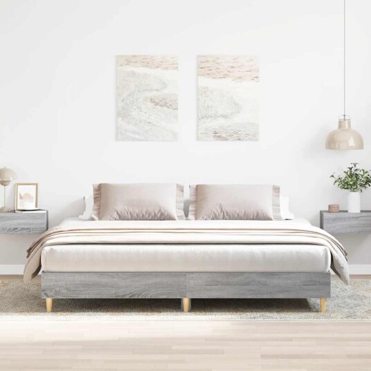 Sengeramme uten madrass grå sonoma 180x200 cm konstruert tre