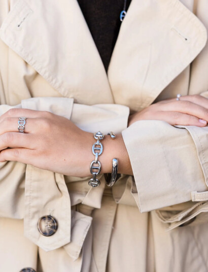 By Jolima Celine Bangle - Silver - ONE SIZE