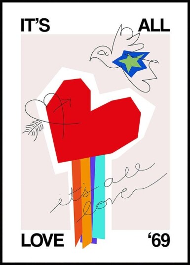 It's All Love '69 Heart Greige Plakat Plakat / 50x70cm It's All Love '69 Heart Greige Plakat Plakat / 50x70cm
