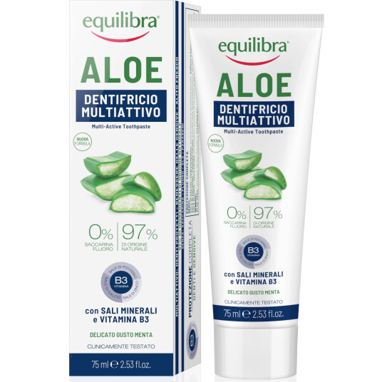 Naturlig Aloe Vera Tannkrem Equilibra Xylitol Triple Action 75 ml.