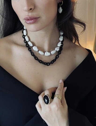Bud to rose Soho Chain Necklace Black Black 