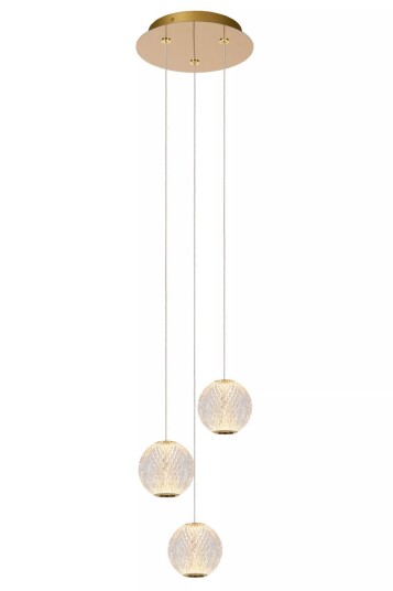 Lucide Cintra rondell takpendel 3-lys 2700K 3 x 4,7W Dimbar - Transparent/Messingfarget Lucide Cintra rondell takpendel 3-lys 2700K 3 x 4,7W Dimbar - Transparent/Messingfarget