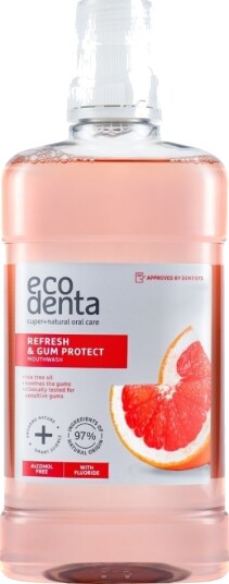 ECODENTA Refresh & Gum Protect Munnvann med høyt innhold av fluor (500 ml) ECODENTA Refresh & Gum Protect Munnvann med høyt innhold av fluor (500 ml)
