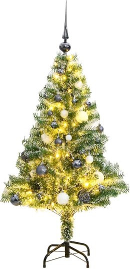 Kunstig juletre med 150 LED kulesett og flokket snø 150 cm