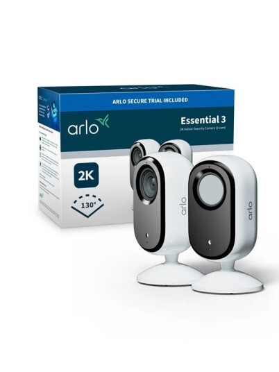 Arlo Essential 2K Innendørs Sikkerhetskamera 2-pakning - Trådløs HD-oppløsning