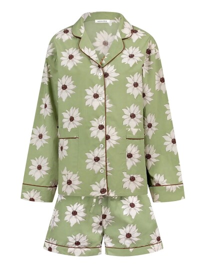 Anna + Nina White Lotus Dreams Pyjama   Green   ONE SIZE