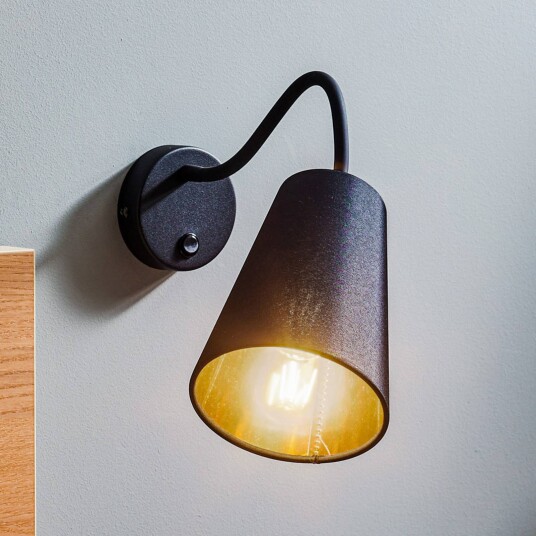 TK Lighting Wire-vegglampe svart/gull TK Lighting Wire-vegglampe svart/gull