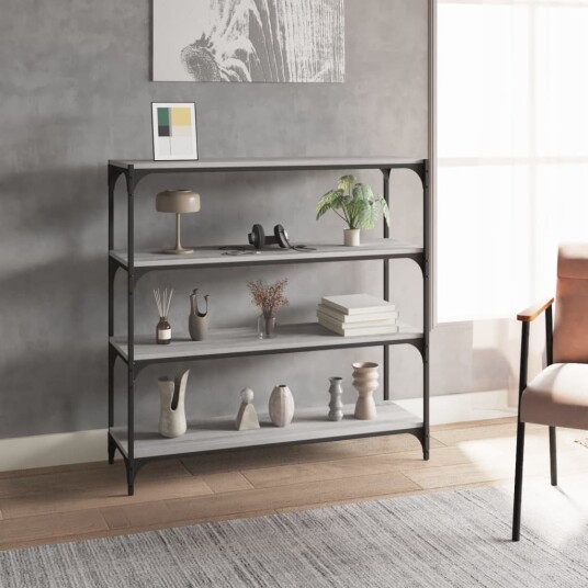 vidaXL Bokhylle gr? sonoma 100x33x100 cm konstruert tre og st?l