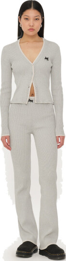 ROTATE Birger Christensen Fine Rib Flared Pants - Blue - XL