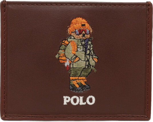 Polo Ralph Lauren Polo Bear Leather Card Case - Brown - ONE SIZE