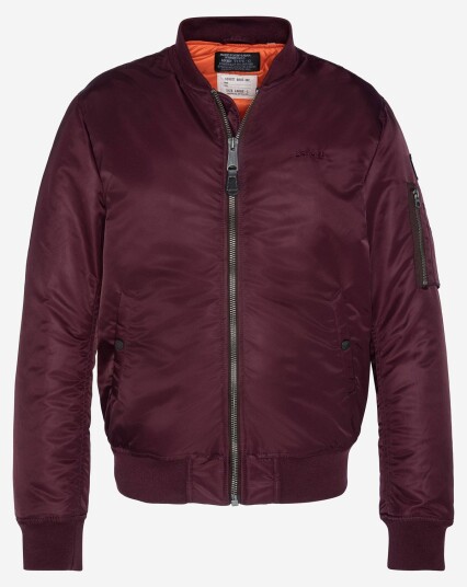 Schott Recycled Nylon MA-1 Bomber Jacket Bordeaux