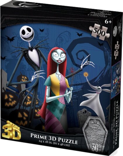 The Nightmare Before Christmas Jack Sally and Zero 500pc 24x18 in 3D Lenticular Puzzle