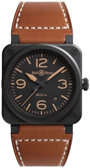 Bell & Ross Herreklokke BR03A HER CE/SCA BR 03 Heritage Sort/Lær Bell & Ross Herreklokke BR03A HER CE/SCA BR 03 Heritage Sort/Lær