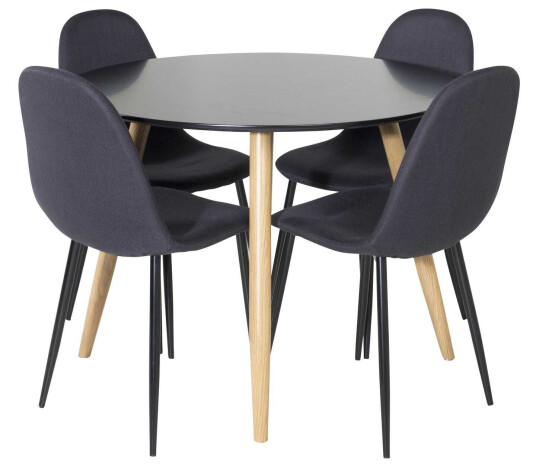Venture Design Plaza & Polar spisegruppe Svart/svart 4 st stoler & bord 100 cm