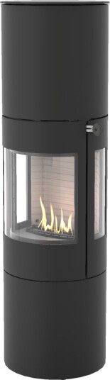 Viva L 160 svart frittstående biopeis med sideglass og ståldør Viva L 160 svart frittstående biopeis med sideglass og ståldør