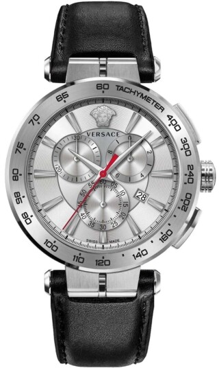Versace Herreklokke VE6CA0123 Aion Sølvfarget/Lær Ø45 mm