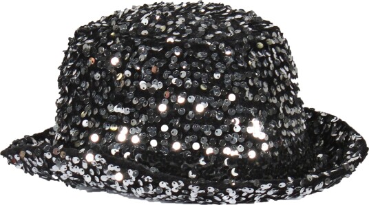 Thetru B.v. Bowlerhatt Paljetthatt Svart Sølv Deluxe 58 4197-1701-5758