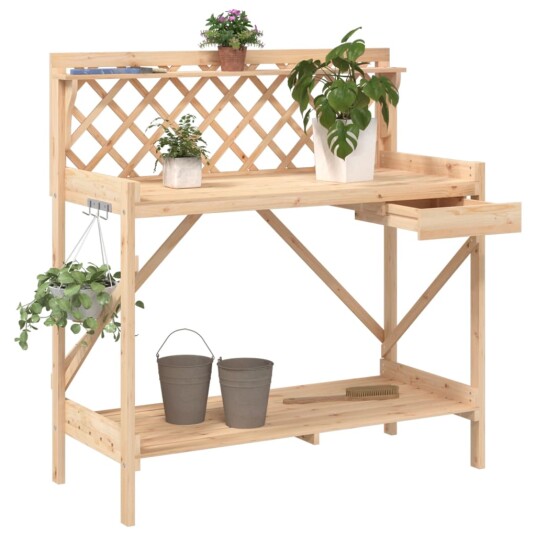 Pottebenk med espalier heltre gran Pottebenk med espalier heltre gran