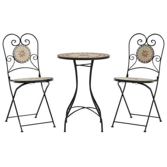 Bistrobord med mosaikk terrakotta og hvit jern og keramikk 3216356