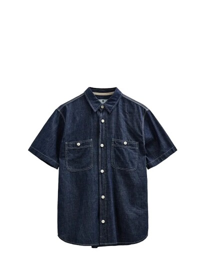 Anerkjendt Aktheshirt Chambray Ss Shirt   Blue   XL
