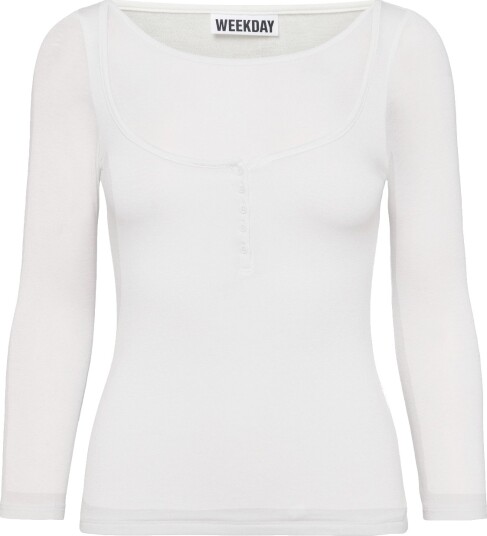 Weekday Henley Three Quarter Sleeve White XL