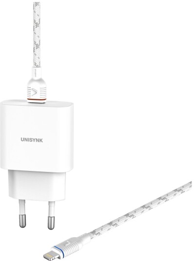 Unisynk 20W Slim USB-C Vegglader med 2m Kabel - Hvit