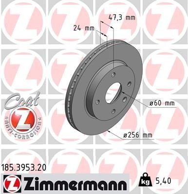 Bremseskive ZIMMERMANN 185.3953.20