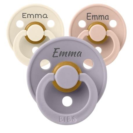 Bibs Colour Str. 1 0-6 Mdr.Symmetrisk  LateksSmokk Med Navn